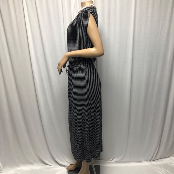 Maurices Dress Womens Size Large Black White Stripe Drawstring Midi Comfy Casual - Picture 4 of 8